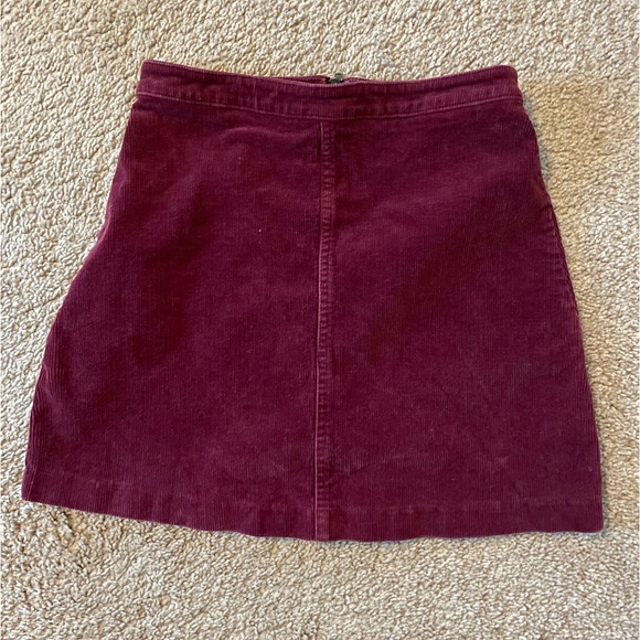 Forever 21 Dresses & Skirts - Forever 21 Burgundy Corduroy Zip-up Skirt